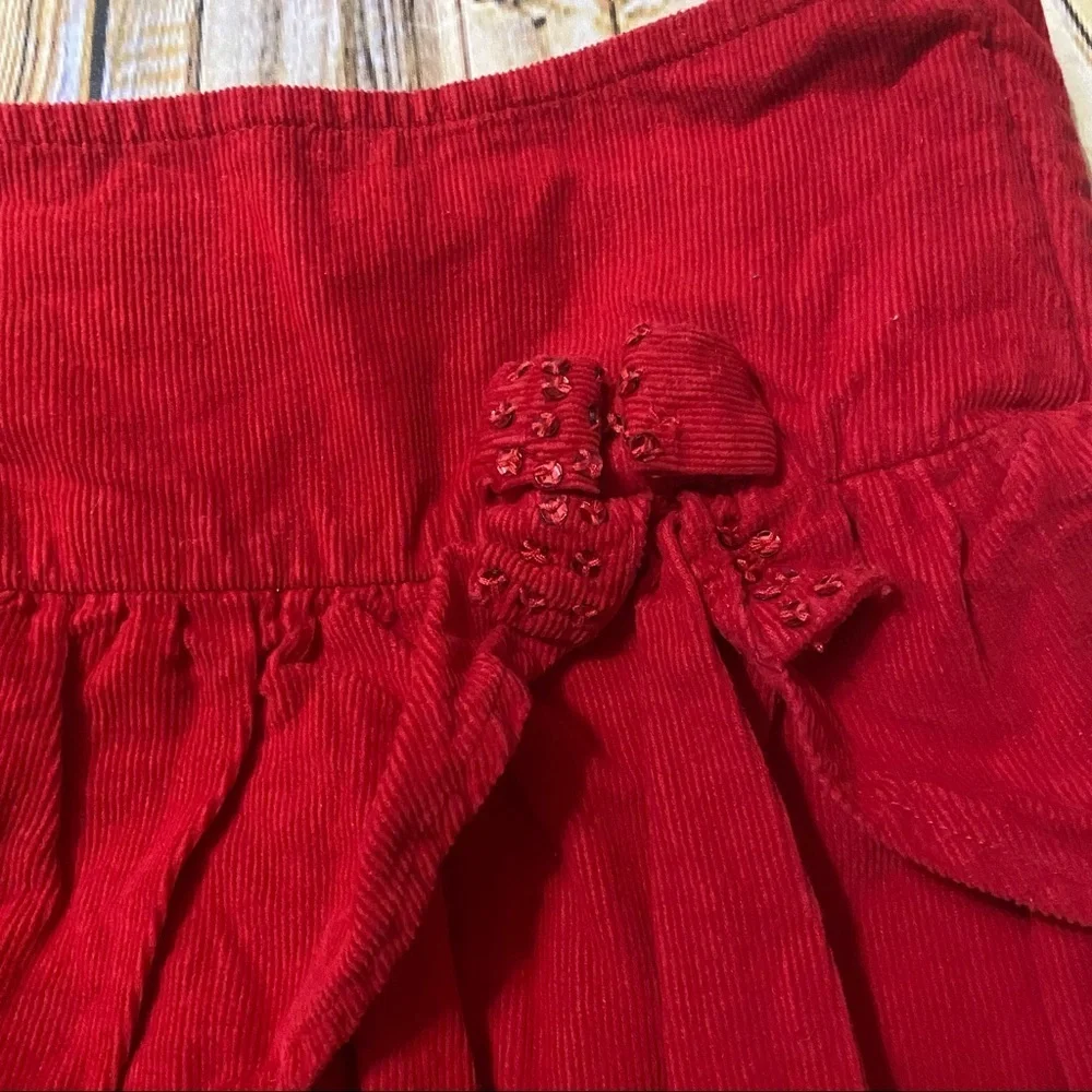 Gymboree Red Sequin Corduroy A Line Ruffle Skirt